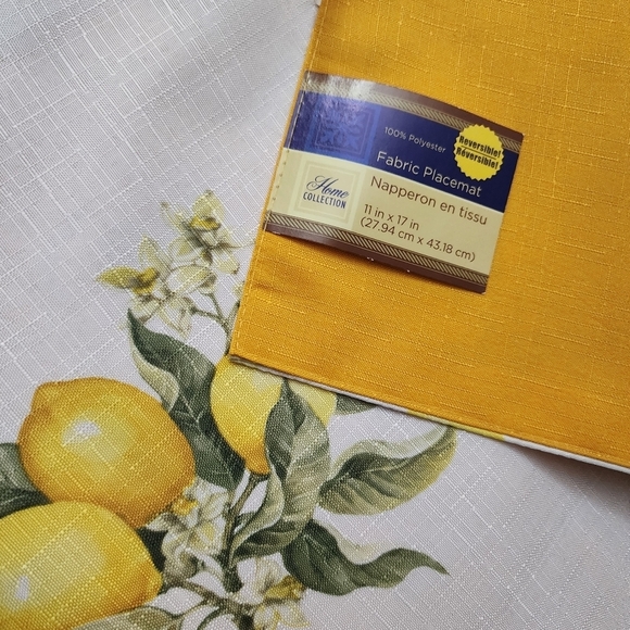 Lemon Pattern S/4  Fabric Placemats 11" x 17" One Oven mitt Home Collection - Picture 5 of 6